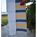 Fouta jaune et bleu nuit doublée éponge